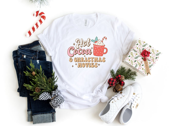 Shirts & Tops-Hot Cocoa & Christmas Movies T-Shirt-S-White-Jack N Roy