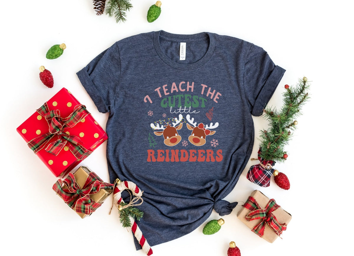 T-Shirt-I Teach The Cutest Little Reindeers T-Shirt-S-Heather Navy-Jack N Roy