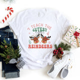 T-Shirt-I Teach The Cutest Little Reindeers T-Shirt-S-White-Jack N Roy