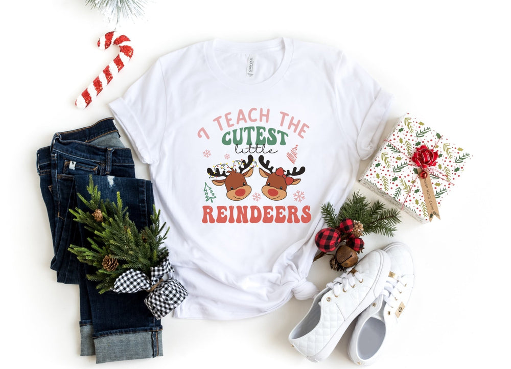 Shirts & Tops-I Teach The Cutest Little Reindeers T-Shirt-S-White-Jack N Roy