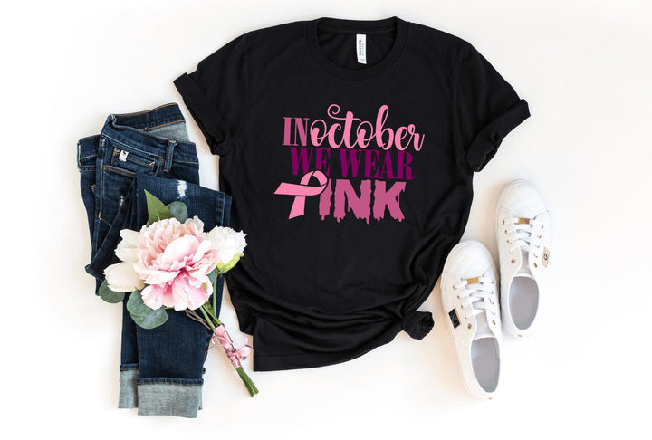 Shirts & Tops-In October We Wear Pink T-Shirt 🎗️-S-Black-Jack N Roy