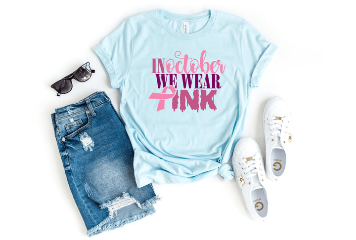 Shirts & Tops-In October We Wear Pink T-Shirt 🎗️-S-Heather Ice Blue-Jack N Roy