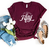 T-Shirt-Life Begins At Fifty T-Shirt-S-Maroon-Jack N Roy