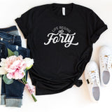 T-Shirt-Life Begins At Forty T-Shirt-S-Black-Jack N Roy