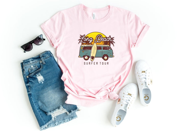 Shirts & Tops-Long Beach Surfer T-Shirt-S-Pink-Jack N Roy