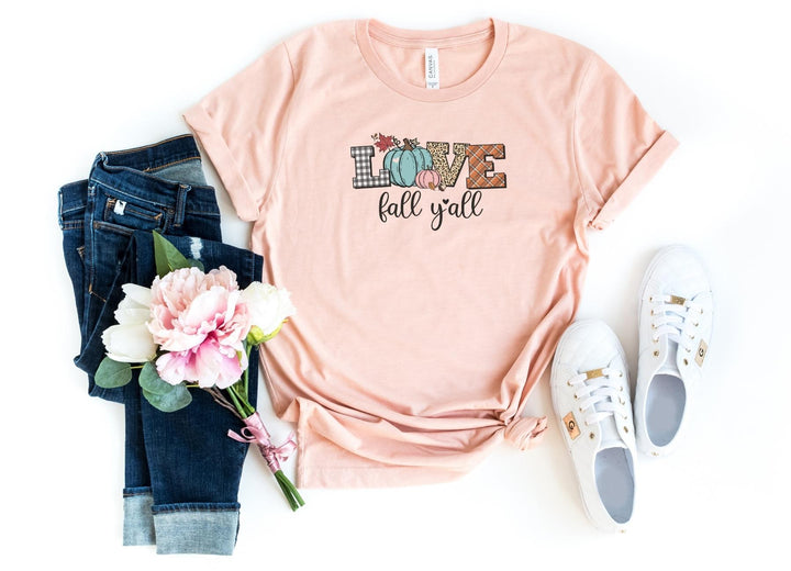 Shirts & Tops-Love Fall Y'All T-Shirt-S-Heather Peach-Jack N Roy