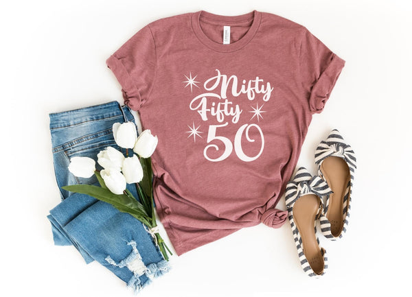 T-Shirt-Nifty Fifty T-Shirt-S-Heather Mauve-Jack N Roy