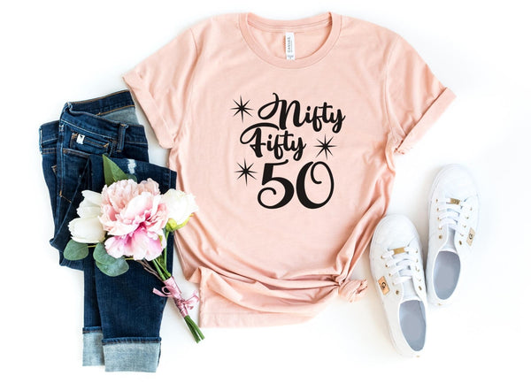 T-Shirt-Nifty Fifty T-Shirt-S-Heather Peach-Jack N Roy