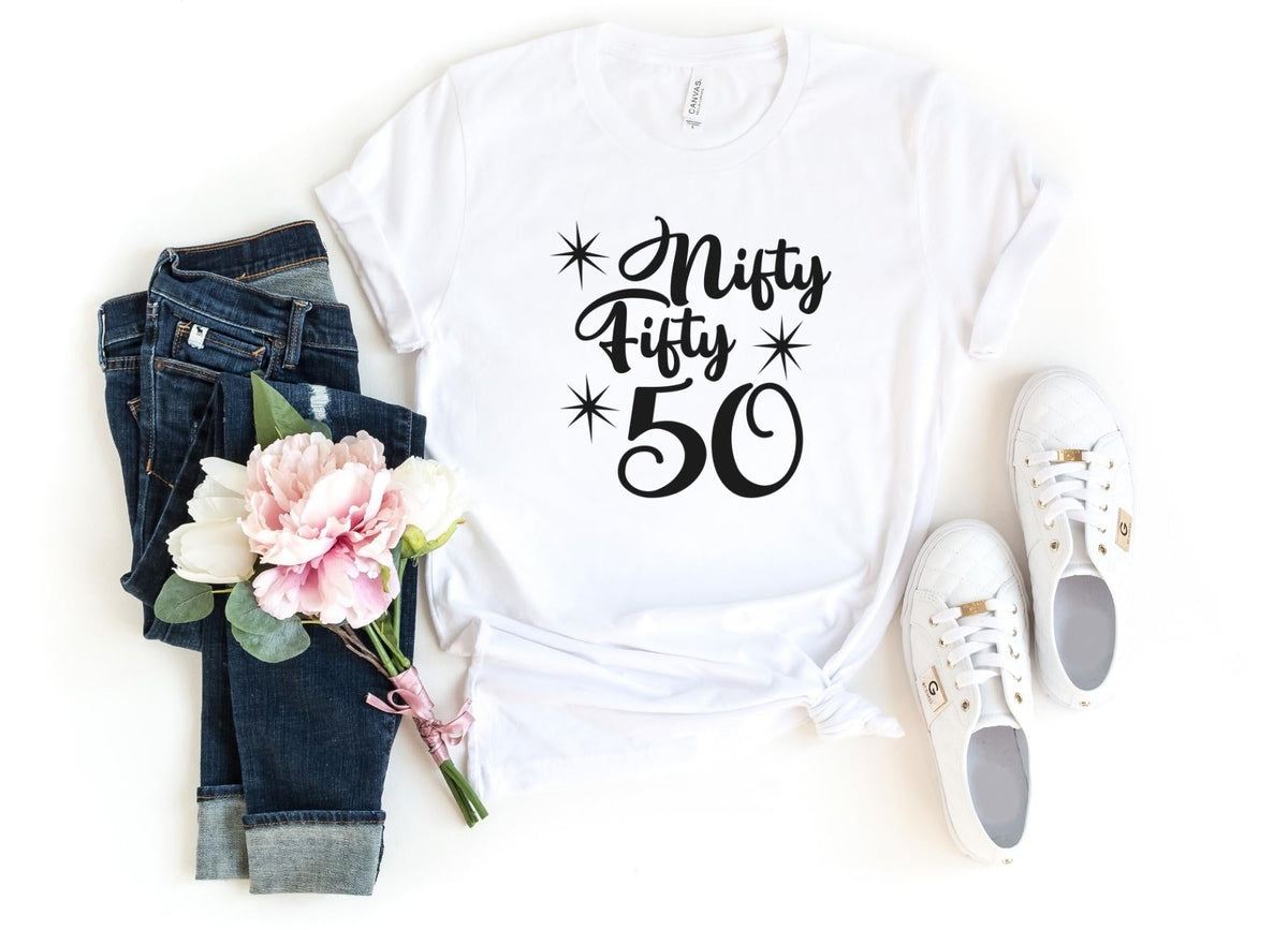 T-Shirt-Nifty Fifty T-Shirt-S-White-Jack N Roy