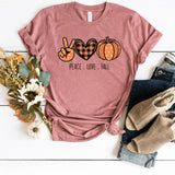 T-Shirt-Peace, Love, Fall T-Shirt-S-Heather Mauve-Jack N Roy