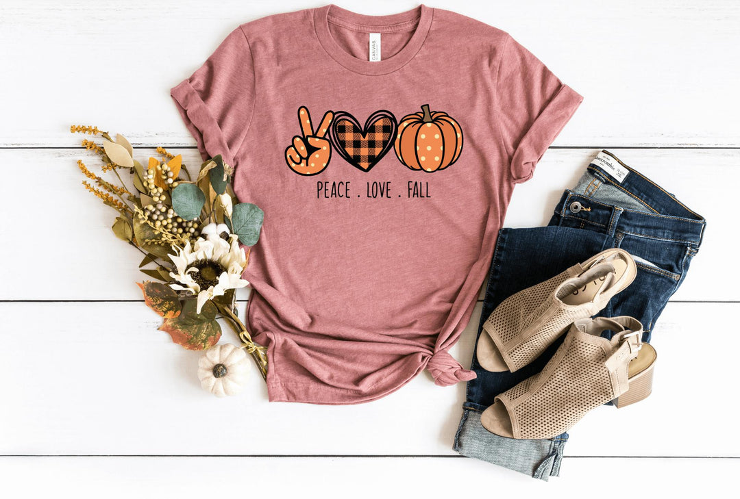 Shirts & Tops-Peace, Love, Fall T-Shirt-S-Heather Mauve-Jack N Roy