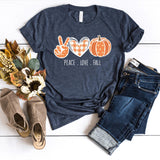 T-Shirt-Peace, Love, Fall T-Shirt-S-Heather Navy-Jack N Roy