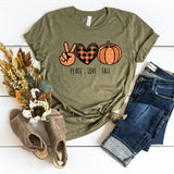 T-Shirt-Peace, Love, Fall T-Shirt-S-Heather Olive-Jack N Roy