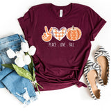 T-Shirt-Peace, Love, Fall T-Shirt-S-Maroon-Jack N Roy