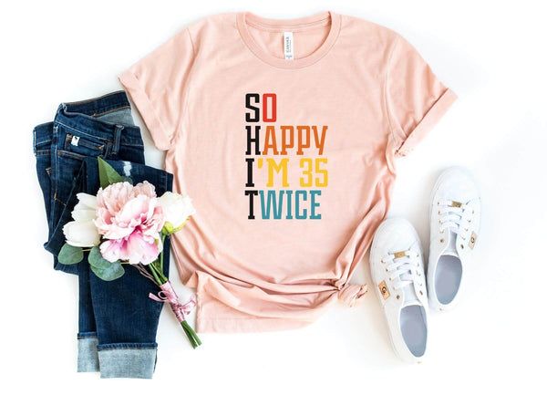 T-Shirt-S.H.I.T. 70 Birthday T-Shirt-S-Heather Peach-Jack N Roy