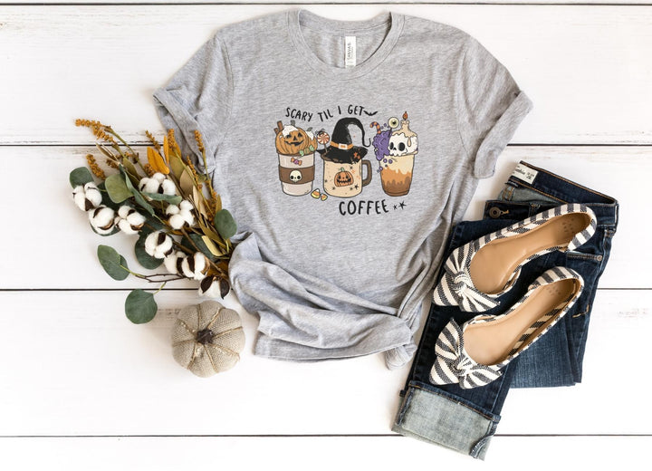 Shirts & Tops-Scary Til I Get Coffee T-Shirt-S-Athletic Heather-Jack N Roy