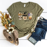T-Shirt-Scary Til I Get Coffee T-Shirt-S-Heather Olive-Jack N Roy