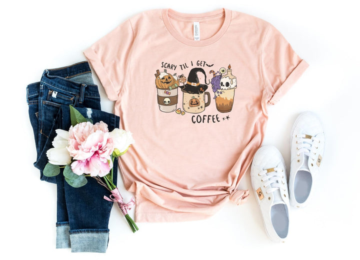 Shirts & Tops-Scary Til I Get Coffee T-Shirt-S-Heather Peach-Jack N Roy