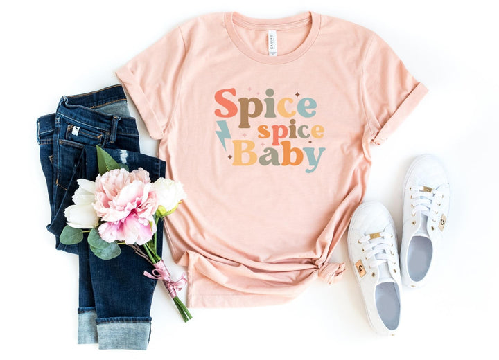 Shirts & Tops-Spice Spice Baby Fall T-Shirt-S-Heather Peach-Jack N Roy
