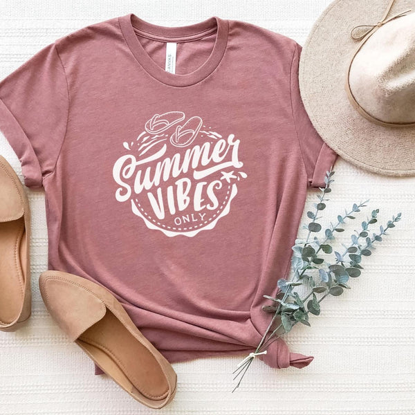 T-Shirt-Summer Vibes Only T-Shirt-S-Heather Mauve-Jack N Roy