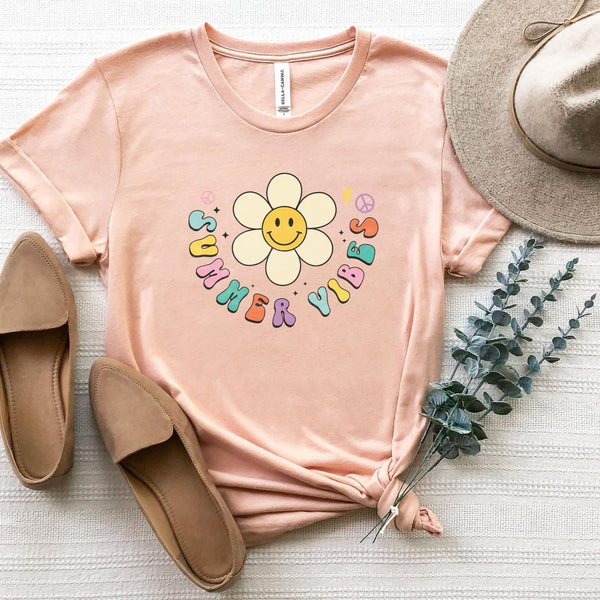 T-Shirt-Summer Vibes T-Shirt-S-Heather Peach-Jack N Roy