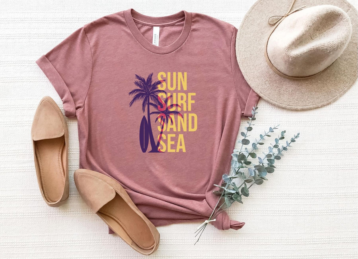 T-Shirt-Sun-Surf-Sand-Sea T-Shirt-S-Heather Mauve-Jack N Roy
