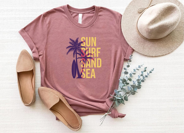 T-Shirt-Sun-Surf-Sand-Sea T-Shirt-S-Heather Mauve-Jack N Roy