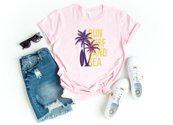 T-Shirt-Sun-Surf-Sand-Sea T-Shirt-S-Pink-Jack N Roy