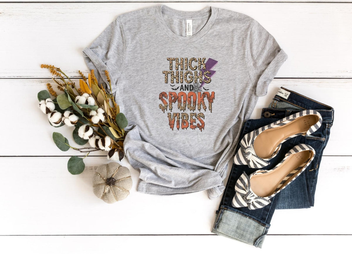 T-Shirt-Thick Thighs & Spooky Vibes T-Shirt-S-Athletic Heather-Jack N Roy