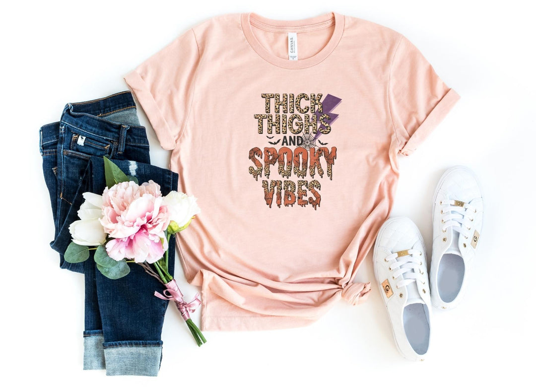 Shirts & Tops-Thick Thighs & Spooky Vibes T-Shirt-S-Heather Peach-Jack N Roy