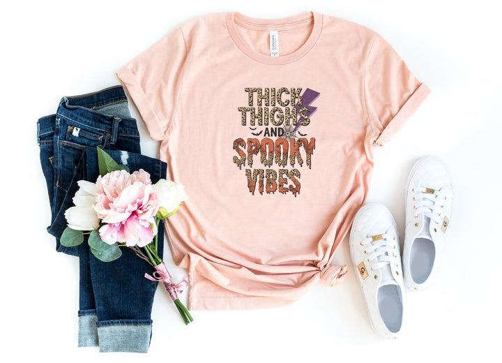 Shirts & Tops-Thick Thighs & Spooky Vibes T-Shirt-S-Heather Peach-Jack N Roy