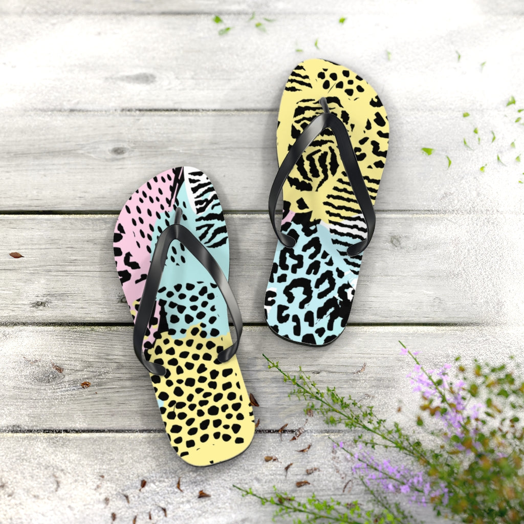 Shoes-Abstract Animal Print Flip Flops-Jack N Roy