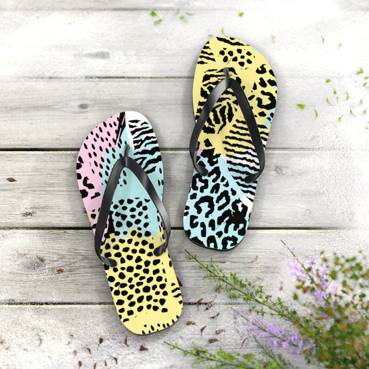 Shoes-Abstract Animal Print Flip Flops-Jack N Roy