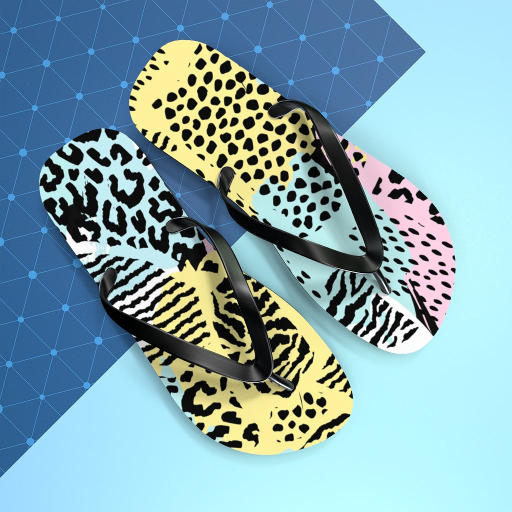 Shoes-Abstract Animal Print Flip Flops-Jack N Roy