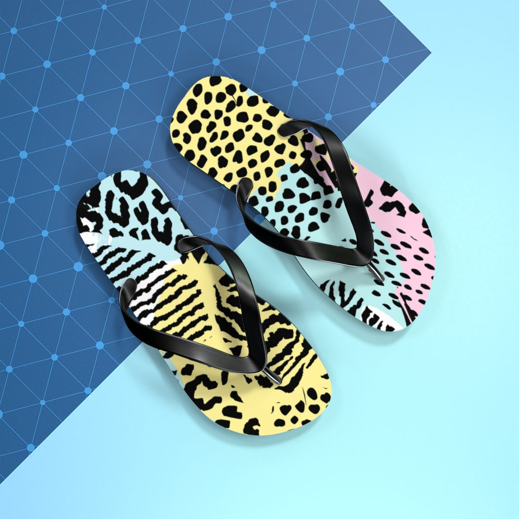 Shoes-Abstract Animal Print Flip Flops-Jack N Roy