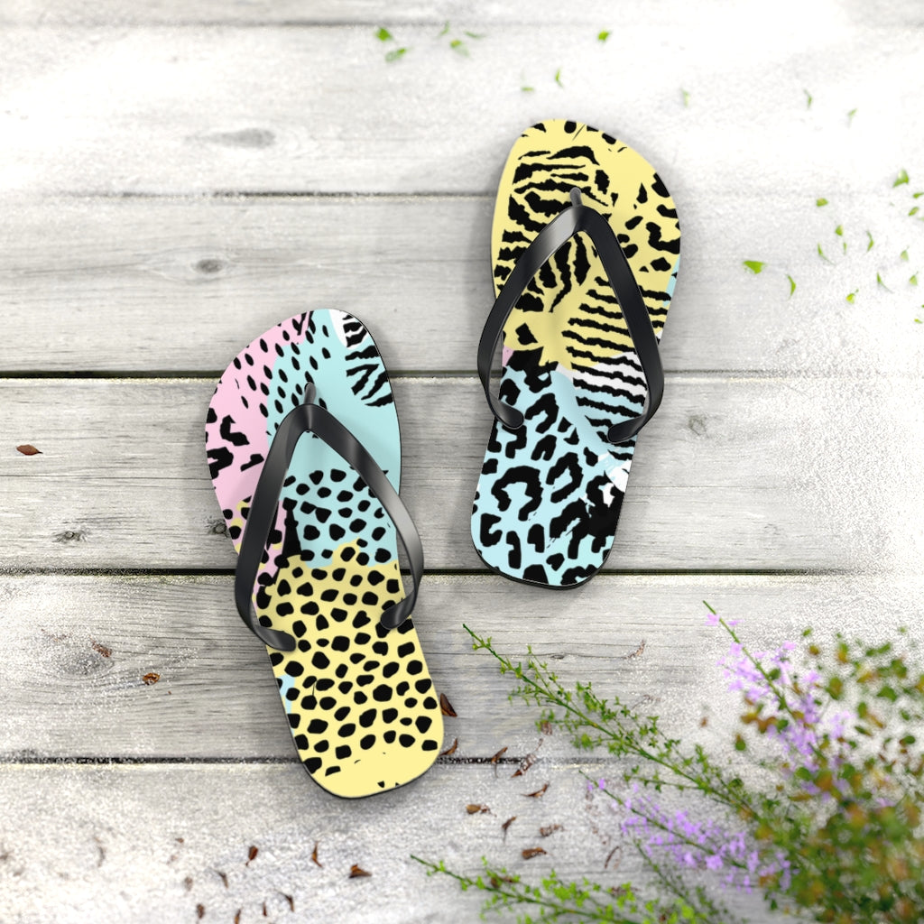 Shoes-Abstract Animal Print Flip Flops-Jack N Roy