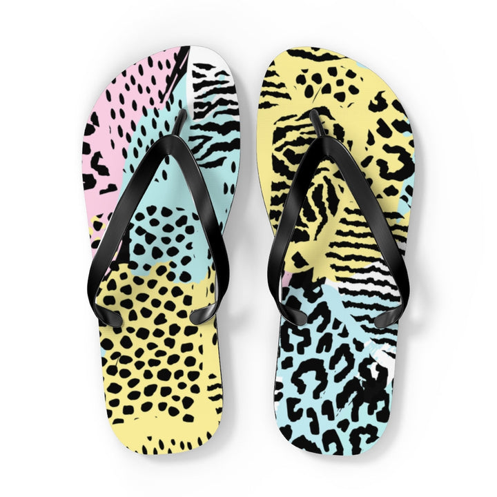 Shoes-Abstract Animal Print Flip Flops-XL-Black-Jack N Roy