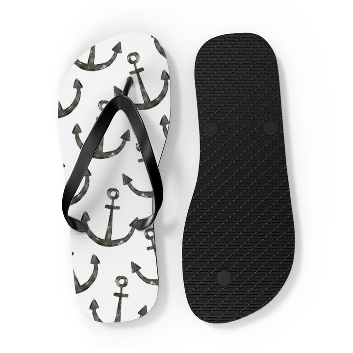 Shoes-Anchor Pattern Flip Flops-Jack N Roy