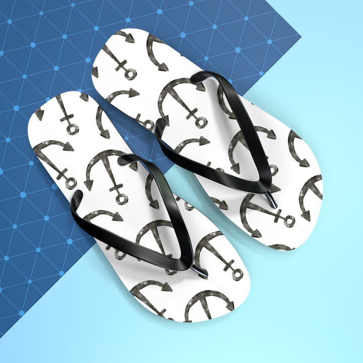 Shoes-Anchor Pattern Flip Flops-Jack N Roy