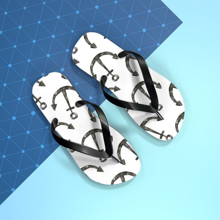 Shoes-Anchor Pattern Flip Flops-Jack N Roy