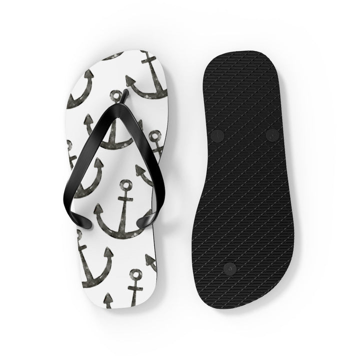 Shoes-Anchor Pattern Flip Flops-Jack N Roy