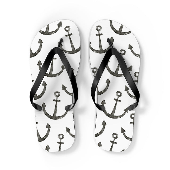Shoes-Anchor Pattern Flip Flops-L-Jack N Roy