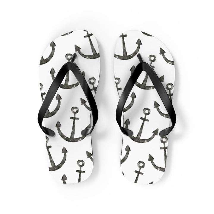 Shoes-Anchor Pattern Flip Flops-M-Jack N Roy