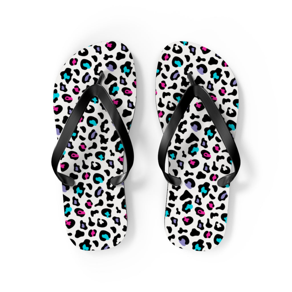 Shoes-Colorful Leopard Flip Flops-M-Jack N Roy