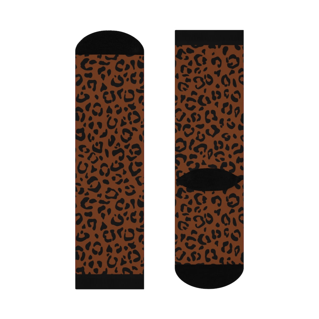 Socks-Brown Leopard Animal Print Socks-One size-Jack N Roy