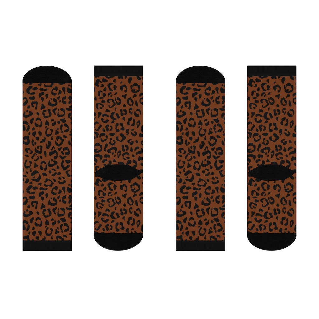 Socks-Brown Leopard Animal Print Socks-One size-Jack N Roy