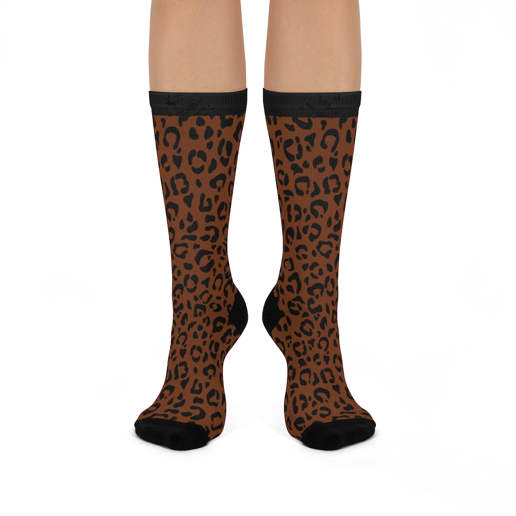 Socks-Brown Leopard Animal Print Socks-One size-Jack N Roy