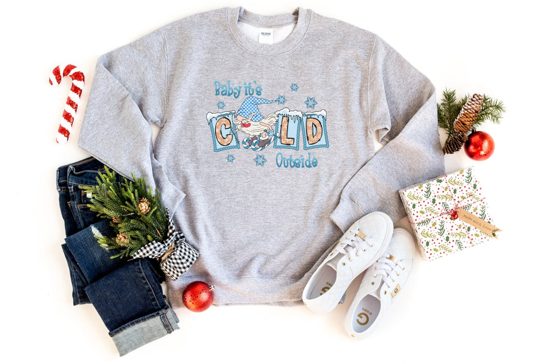 Sweatshirts-Baby It's Cold Outside Gnome Sweatshirt-S-Sport Grey-Jack N Roy