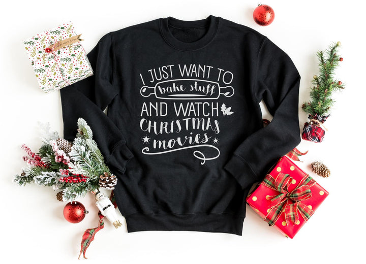 Sweatshirts-Bake Stuff & Watch Christmas Movies Sweatshirt-S-Black-Jack N Roy