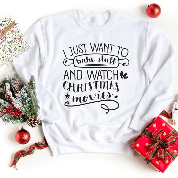 Sweatshirt-Bake Stuff & Watch Christmas Movies Sweatshirt-S-White-Jack N Roy